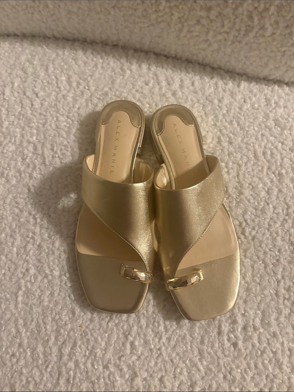 Alex Marie Metallic Gold Toe-Ring Slide Sandals